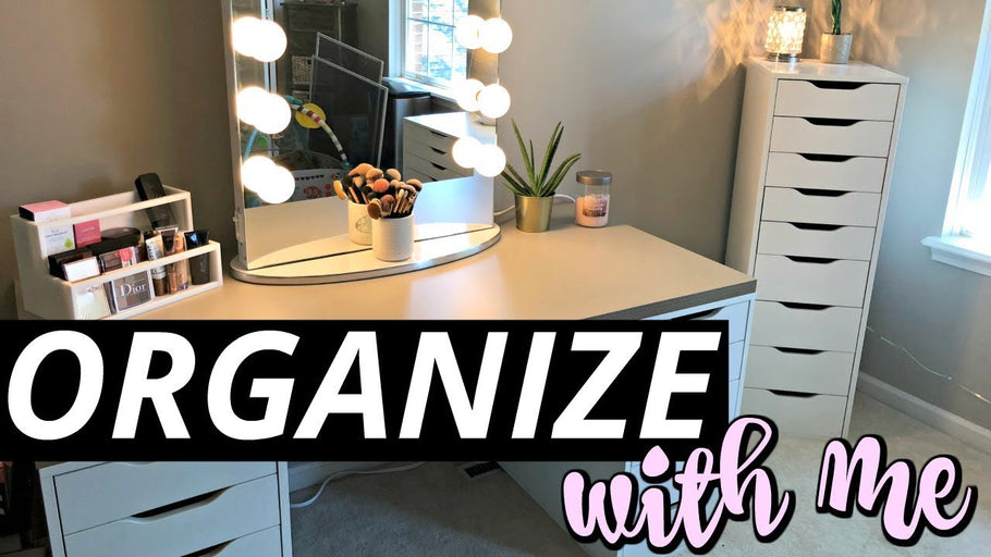Come organize with me vlog-style as I declutter/purge & re-organize my makeup, beauty, skincare collection & vanity area with some new organizers/furniture!