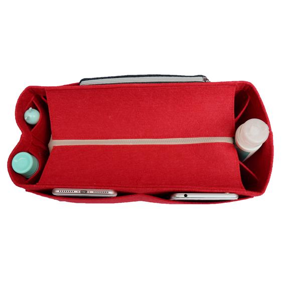 Customizable Speedy Organizer (w/ Top Zipper), Tote Felt Purse Insert, Cosmetic Makeup Diaper Handbag Belongings Cherry Red by JennyKrafts