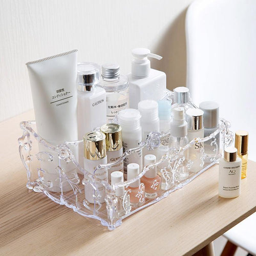 3 Slot Storage Rack Acrylic Makeup Organizer Cosmetics Storage Box