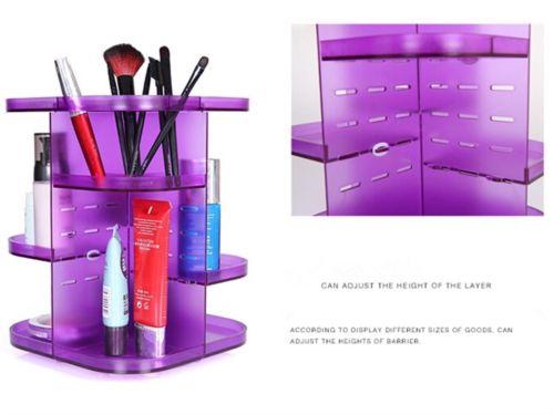 360 Rotating Height Adjustable Cosmetic Stand Makeup Organizer Arcrylic