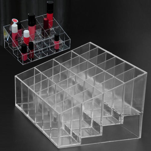 24 Grid Acrylic Makeup Organizer Storage Box Cosmetic Box Lipstick Jewelry Box Case Holder Display