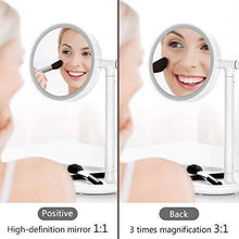 Load image into Gallery viewer, Select nice lighted makeup mirror mirror with cosmetic organizer tray 1x 3x magnification usb charging 270 degree adjustable led light makeup vanity for desk or tabletop white