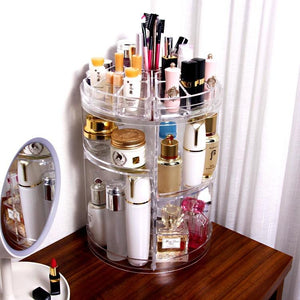 Jerrybox Acrylic Makeup Organizer 360-Degree Rotating Cosmetic Transparent Organizer