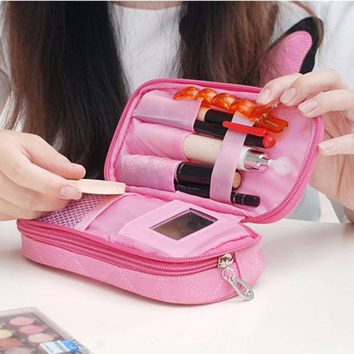 Portable 2 Layers Travel Storage Bag Colorful Cosmetic Makeup Organizer Toiletry Storage Bag