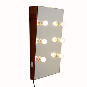 Top facilehome hollywood style solid wood wall mounted vanity mirror with led lights lighted makeup vanity mirrors with dimmer 6 bulbs