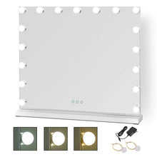 Load image into Gallery viewer, Cheap waytrim lighted vanity mirror hollywood style makeup cosmetic mirrors with 17 dimmable led bulbs 3 color lighting touch control design white