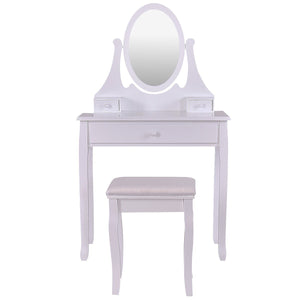 Best giantex vanity table set with 360 rotating round mirror makeup mirrored dressing table with cushioned stool 3 drawers bedroom vanities for women girls detachable mirror stand to be a desk white