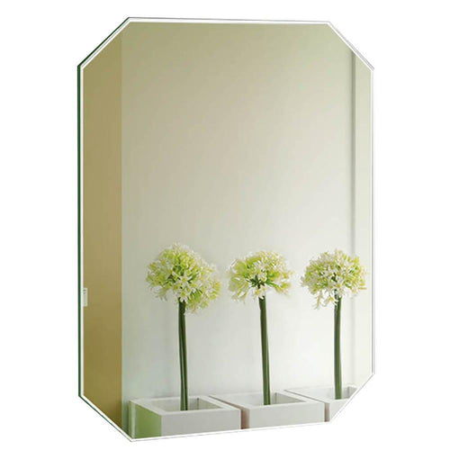 On amazon guowei mirror octagon frameless wall mounted high definition beveled bathroom makeup vanity 3 size color silver size 60x80cm