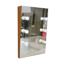 Load image into Gallery viewer, Shop for facilehome hollywood style solid wood wall mounted vanity mirror with led lights lighted makeup vanity mirrors with dimmer 6 bulbs