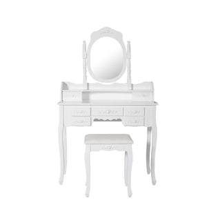 Great kinsuite makeup vanity table set white dressing table stool seat with oval mirror and 7 drawers storage bedroom dresser desk furniture gift for women girl