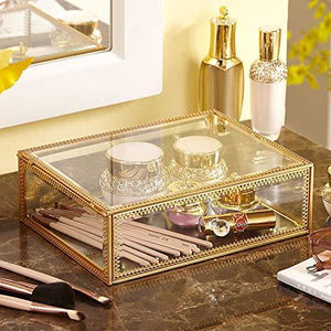 The best pengke x large gold makeup organizer clear jewelry and cosmetic storage case large capacity for beauty product organizer 4 drawer keep your vanity organized 10 5x8 1x12 5