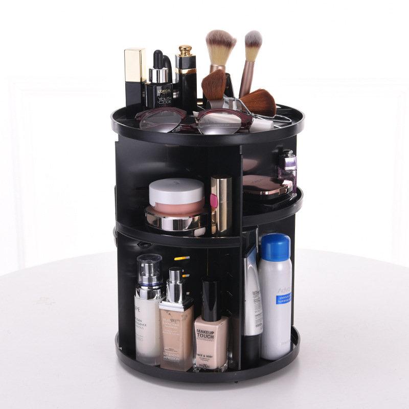 360-Degree Rotating Makeup Organizer Adjustable Multi-Function Cosmetic Storage Box