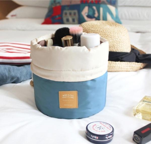 Cosmetic Pouch Handbag Travel Cosmetic Bag Round Drawstring Makeup Organizer Storage Bag