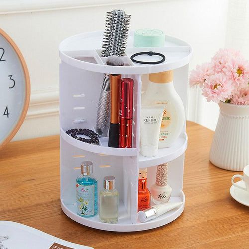 360-Degree Rotating Makeup Organizer Adjustable Multi-Function Cosmetic Storage Box