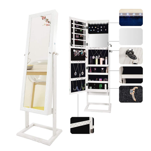 Exclusive bonnlo cheval jewelry armoire stable square freestanding with 6 leds with 4 adjustable angle tilting lockable heavy duty bedroom makeup mirror cabinet organizer closet xmas new year gift