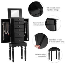 Load image into Gallery viewer, Select nice giantex jewelry armoire chest cabinet storage box with top flip makeup mirror large standing organizer for bedroom 10 necklace hooks space saving side swing doors jewelry armoires w 5 drawers black