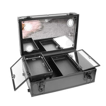 Load image into Gallery viewer, Shop here luvodi professional 3 in1 rolling makeup train case with mirror and dimmable lights cosmetic vanity trolley studio jewelry organizer luggage wheeled box for mua show travel business