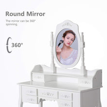 Load image into Gallery viewer, Home kinsuite makeup vanity table set white dressing table stool seat with oval mirror and 7 drawers storage bedroom dresser desk furniture gift for women girl