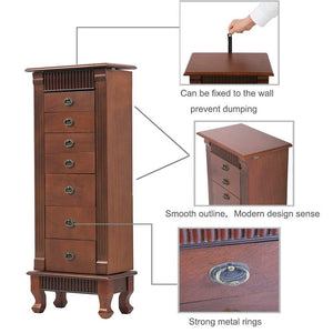 Save on fdw jewelry cabinet jewelry chest jewelry armoire wood jewelry box storage stand organizer with side doors 7 drawers makeup mirror
