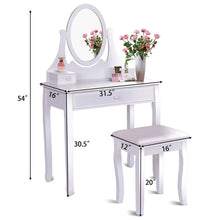 Load image into Gallery viewer, Best seller  giantex vanity table set with 360 rotating round mirror makeup mirrored dressing table with cushioned stool 3 drawers bedroom vanities for women girls detachable mirror stand to be a desk white