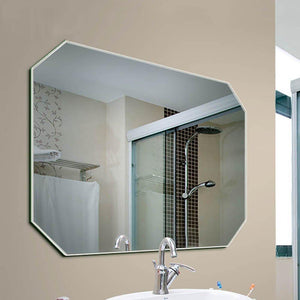 Organize with guowei mirror octagon frameless wall mounted high definition beveled bathroom makeup vanity 3 size color silver size 60x80cm
