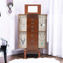 Load image into Gallery viewer, Select nice fdw jewelry cabinet jewelry chest jewelry armoire wood jewelry box storage stand organizer with side doors 7 drawers makeup mirror