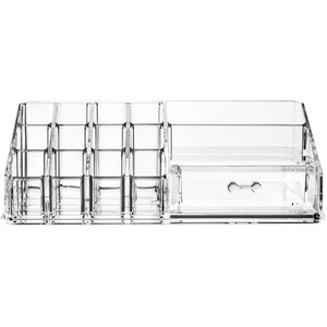 Exclusive acrylic cosmetic storage lipstick organizer decor 15 slot organizers 1 box drawer tray holder for makeup perfume brush pens pencil lipgloss and other beauty accessories for vanity or countertop
