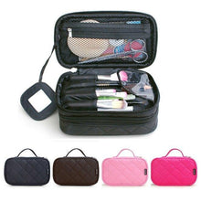Load image into Gallery viewer, Large Double Layers Travel Cosmetic Bag Portable Makeup Organizer Toiletry Storage Bag