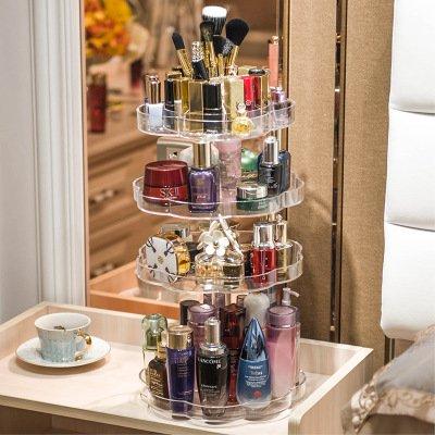 Jerrybox Acrylic Makeup Organizer 360-Degree Rotating Adjustable Multi-Function Makeup Organizer