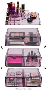 New sorbus acrylic cosmetics makeup and jewelry storage case x large display sets interlocking scoop drawers to create your own specially designed makeup counter stackable and interchangeable purple 1
