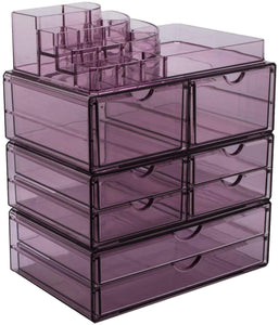 Home sorbus acrylic cosmetics makeup and jewelry storage case x large display sets interlocking scoop drawers to create your own specially designed makeup counter stackable and interchangeable purple 1