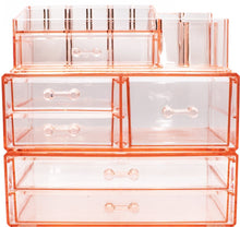 Load image into Gallery viewer, Selection sorbus acrylic cosmetics makeup and jewelry storage case display sets interlocking drawers to create your own specially designed makeup counter stackable and interchangeable pink
