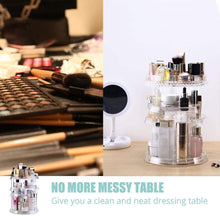 Load image into Gallery viewer, Storage organizer makeup organizer acrylic cosmetic organizer vanity and rotating makeup storage perfume organizer with large capacity fit cosmetics perfume brush and more for countertop bathroom and bedroom