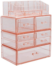 Load image into Gallery viewer, Shop sorbus acrylic cosmetics makeup and jewelry storage case display sets interlocking drawers to create your own specially designed makeup counter stackable and interchangeable pink 1