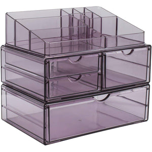 New sorbus acrylic cosmetics makeup and jewelry storage case x large display sets interlocking scoop drawers to create your own specially designed makeup counter stackable and interchangeable purple