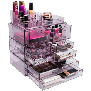Latest sorbus acrylic cosmetics makeup and jewelry storage case x large display sets interlocking scoop drawers to create your own specially designed makeup counter stackable and interchangeable purple 1