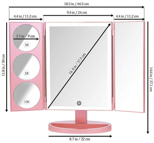 New mirrorvana xlarge vanity mirror with lights extravagant trifold led lighted makeup mirror with 3x 5x 10x magnification bonus usb cable 2018 xlarge rose gold model