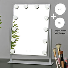 Load image into Gallery viewer, Discover the best mrah hollywood makeup vanity mirror white lighted makeup mirror tabletops lighted mirror led illuminated cosmetic mirror with led dimmable bulbs
