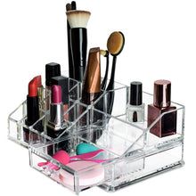 Load image into Gallery viewer, Explore acrylic cosmetic storage lipstick organizer decor 15 slot organizers 1 box drawer tray holder for makeup perfume brush pens pencil lipgloss and other beauty accessories for vanity or countertop