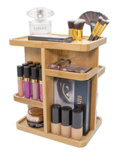 Load image into Gallery viewer, Amazon sorbus 360 bamboo cosmetic organizer multi function storage carousel for makeup toiletries and more for vanity desk bathroom bedroom closet kitchen