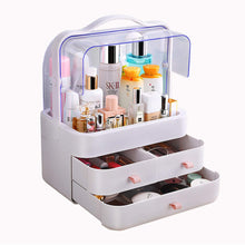Load image into Gallery viewer, Discover the fazhen dust proof makeup organizer cosmetic and jewelry storage with dustproof lid display boxes with drawers for vanity skin care products rack dressing table desktop finishing box l