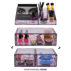Kitchen sorbus acrylic cosmetics makeup and jewelry storage case x large display sets interlocking scoop drawers to create your own specially designed makeup counter stackable and interchangeable purple
