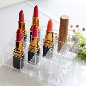 24 Grid Lipstick Holder Acrylic Makeup Organizer Storage Box