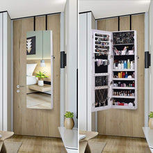 Load image into Gallery viewer, Get aoou jewelry organizer jewelry cabinet full screen display view larger mirror full length mirror large capacity dressing mirror makeup jewelry armoire jewelry mirror full length mirror white