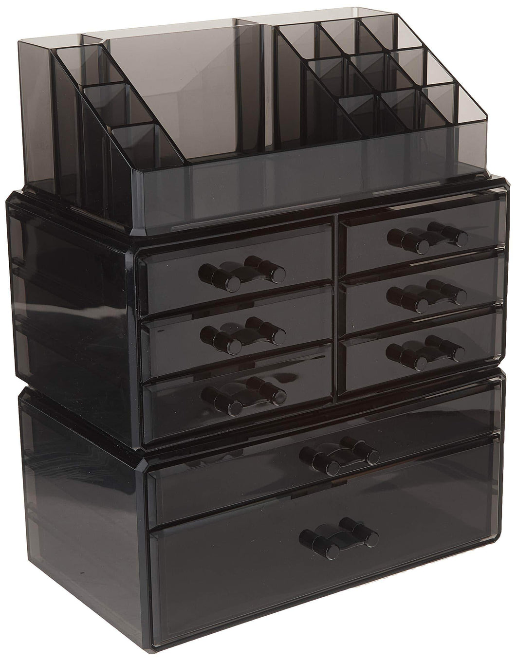 Related songmics makeup organizer 8 drawers cosmetic storage 3 pieces set jewelry display case with 16 top compartments black ujmu08b