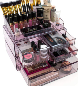 Get sorbus acrylic cosmetics makeup and jewelry storage case x large display sets interlocking scoop drawers to create your own specially designed makeup counter stackable and interchangeable purple