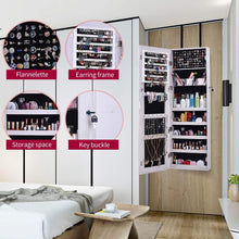 Load image into Gallery viewer, Home aoou jewelry organizer jewelry cabinet full screen display view larger mirror full length mirror large capacity dressing mirror makeup jewelry armoire jewelry mirror full length mirror white