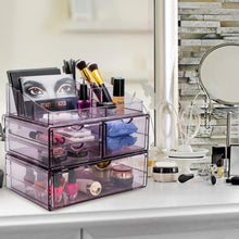 Load image into Gallery viewer, Latest sorbus acrylic cosmetics makeup and jewelry storage case x large display sets interlocking scoop drawers to create your own specially designed makeup counter stackable and interchangeable purple