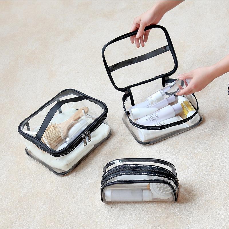 Portable Clear Makeup Bag Zipper Waterproof Transparent Travel Storage Pouch Cosmetic Toiletry Bag With Handle