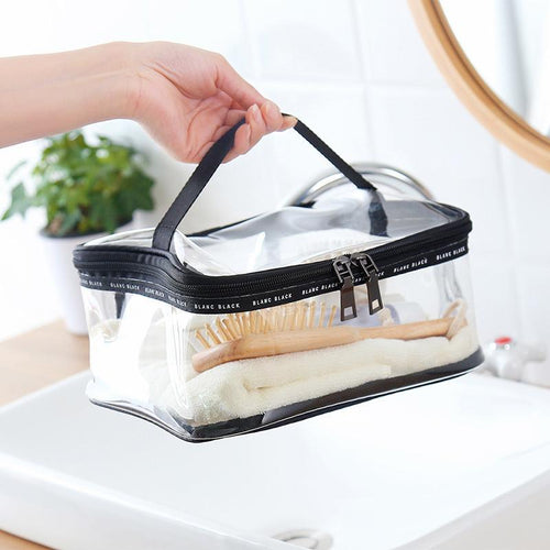 Portable Clear Makeup Bag Zipper Waterproof Transparent Travel Storage Pouch Cosmetic Toiletry Bag With Handle